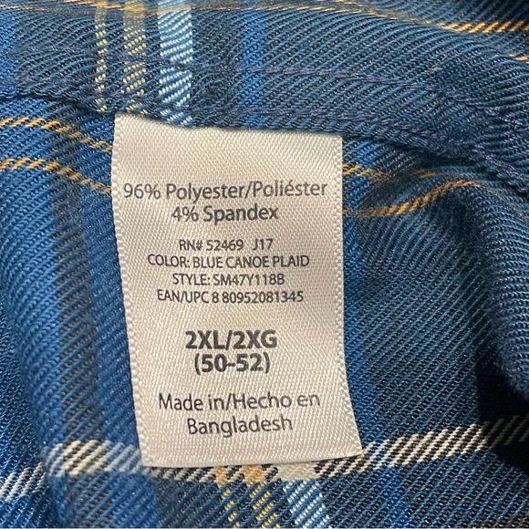 Official Men's Swiss Tech Blue Plaid Flannel Button Shirt Multicolor Sz 2XL - Picture 5 of 5